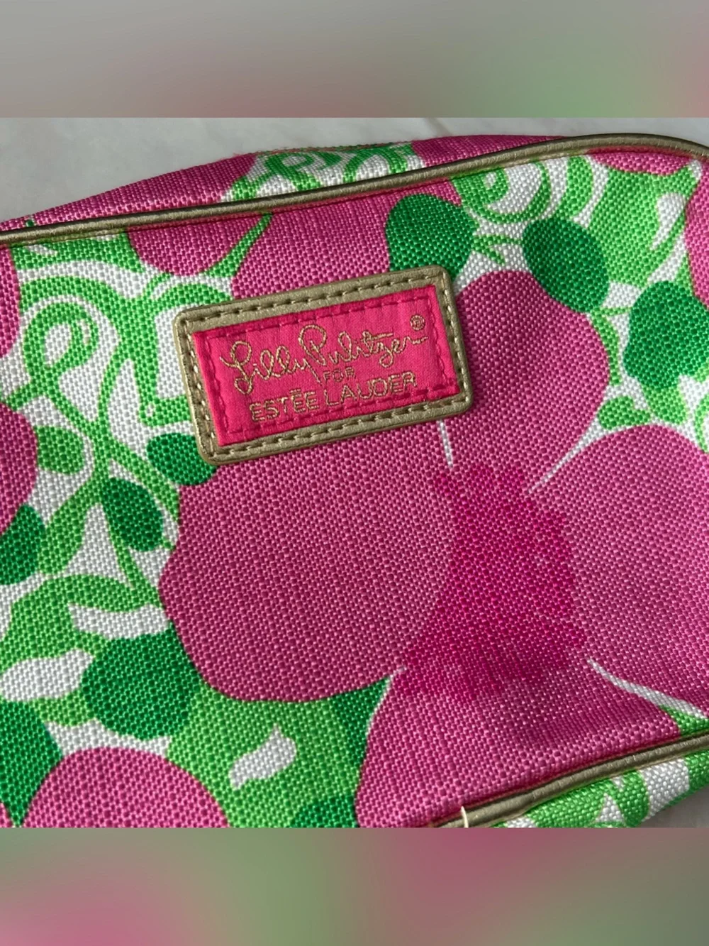 Lilly Pulitzer for Estée Lauder Floral Cosmetic Pouch with Gold Trim